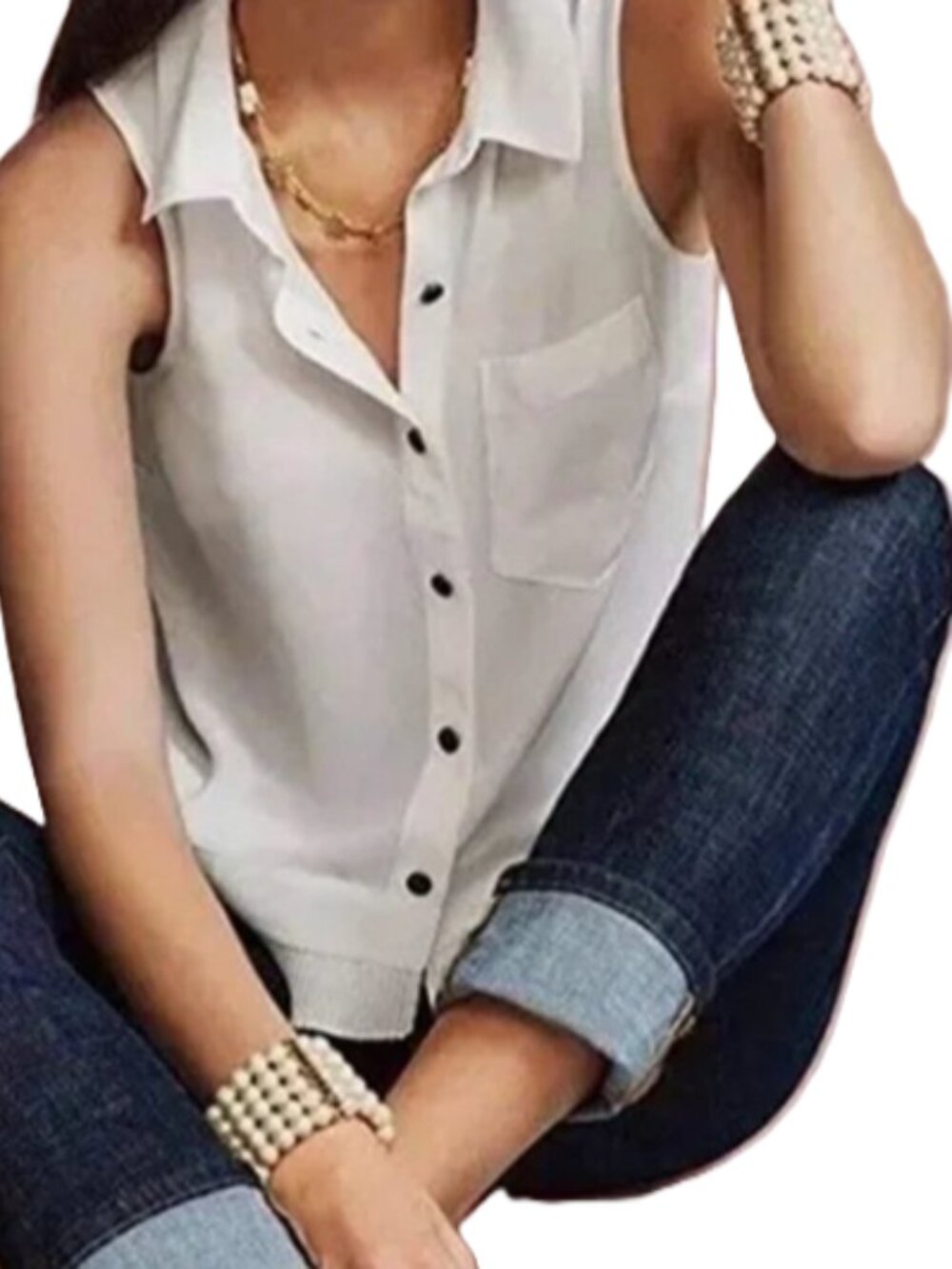 Cabi Ivory Sleeveless Blouse size M